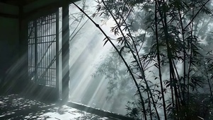 唯美光线 水墨风室内君子竹