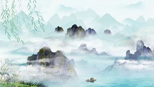 船在画中