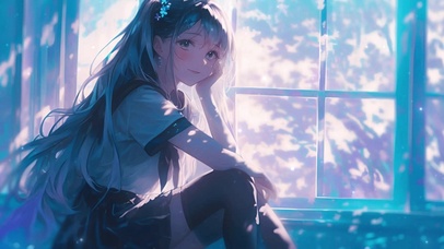 夜晚的窗台