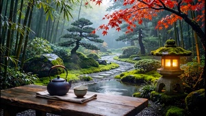 园林雨景