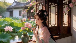 荷窗观清夏
