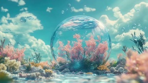 微观生态水珠珊瑚世界