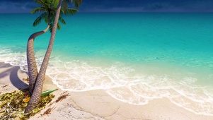 椰树海滩海浪