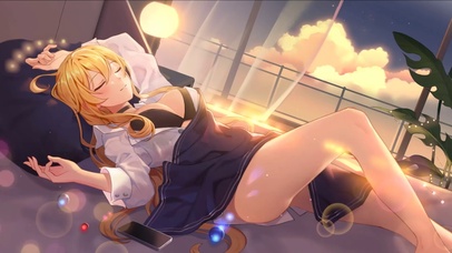 傍晚休息的少女