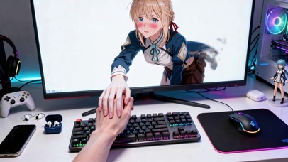 跨屏牵手二次元美少女