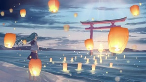 海边祈祷的少女