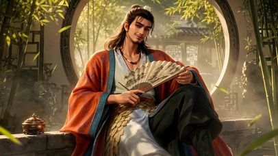 古风雅士庭院闲坐汉钟离