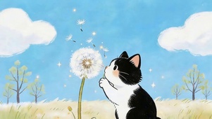 可爱蒲公英猫咪