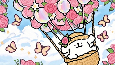 线条小狗的热气球之旅