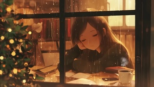 唯美雨夜的女孩