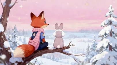 童年的好朋友看雪景