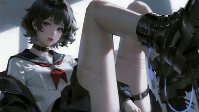 个性短发制服美女