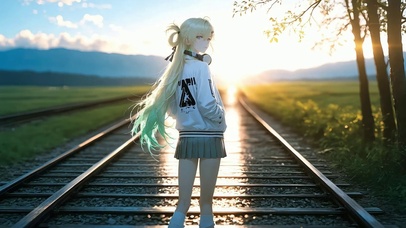 二次元动漫女孩循环动态插画