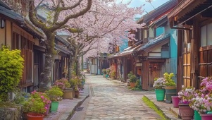 春日静谧无人古城街道