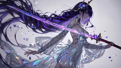 紫发炫彩执剑少女