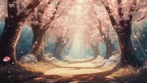 梦幻朦胧樱花森林大道