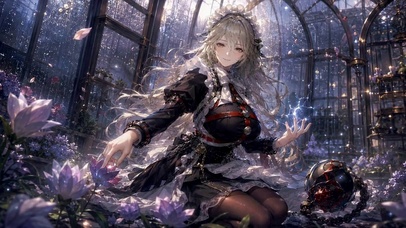 雨天花房的银发女仆美少女