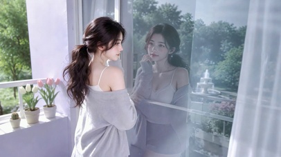 温柔清纯窗边少女