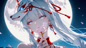 月下狐面少女