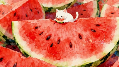 吃西瓜猫咪