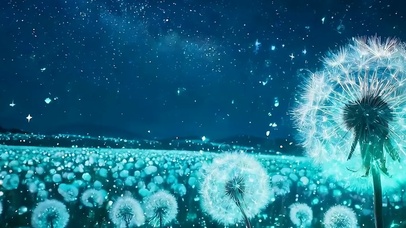夜景蒲公英带鱼屏