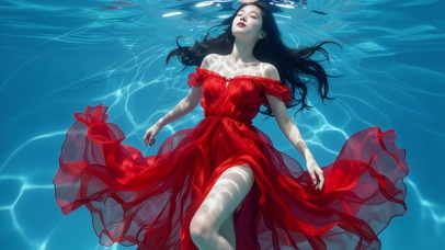 水下红裙女