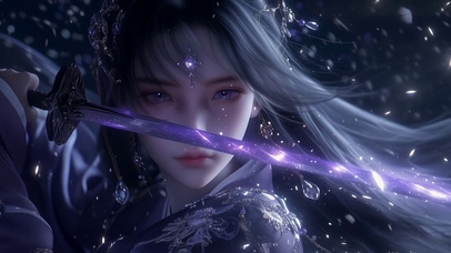 剑起星芒落，青丝挽月华