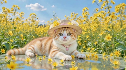 花丛里的精致小猫咪