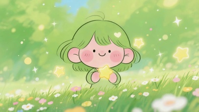 治愈小清新简笔画女孩