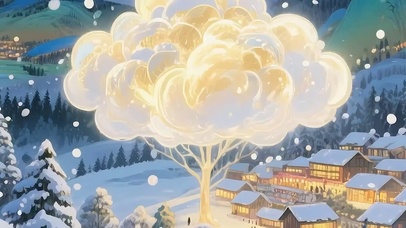 雪景树木带鱼屏双屏