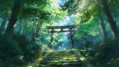 苔痕石阶 林间神社
