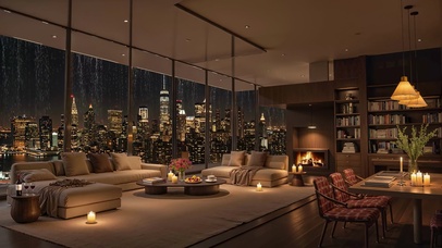 夜晚城市玻璃雨