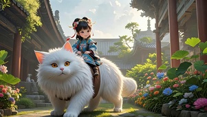 骑猫的女孩
