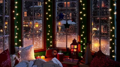 舒适的圣诞阅读角落