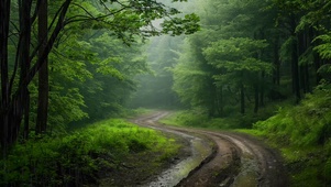 雨天绿林小路