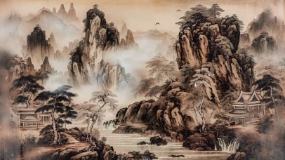 古风山水唯美插画