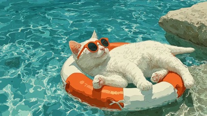 晒日光浴的小猫咪