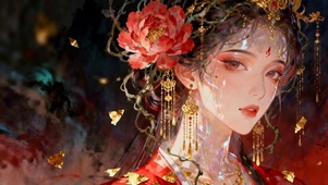 古风红衣女孩