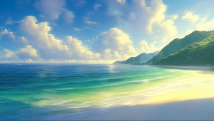 蓝天阳光纯净海滩
