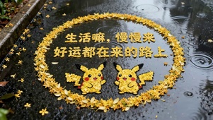 动漫风景皮卡丘的小清新好运宣言