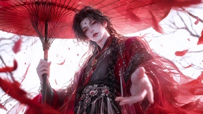 红伞古风美男