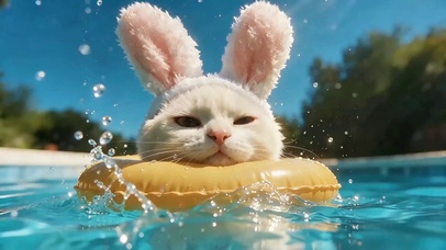 游泳的小猫