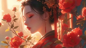 牡丹汉服美人