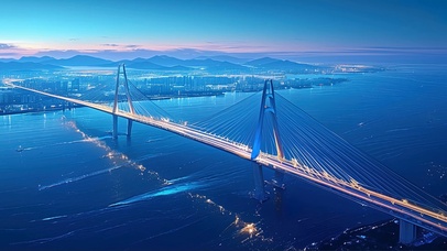 都市跨海大桥夜景