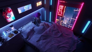 雨天赛博朋克房间