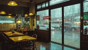 【雨景】雨中的咖啡店