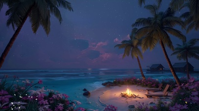 星空海边篝火夜