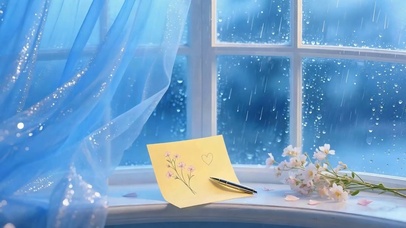 窗外雨天