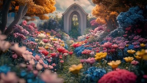 唯美春日浪漫花海教堂