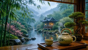 屋外山水雨景